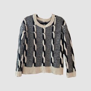 Chic Black and Cream Cable Sweater Size M indie sleaze